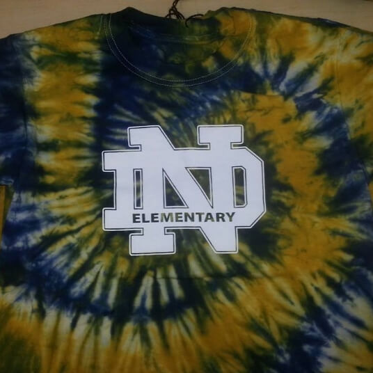 Notre Dame Elementary tie die t shirt